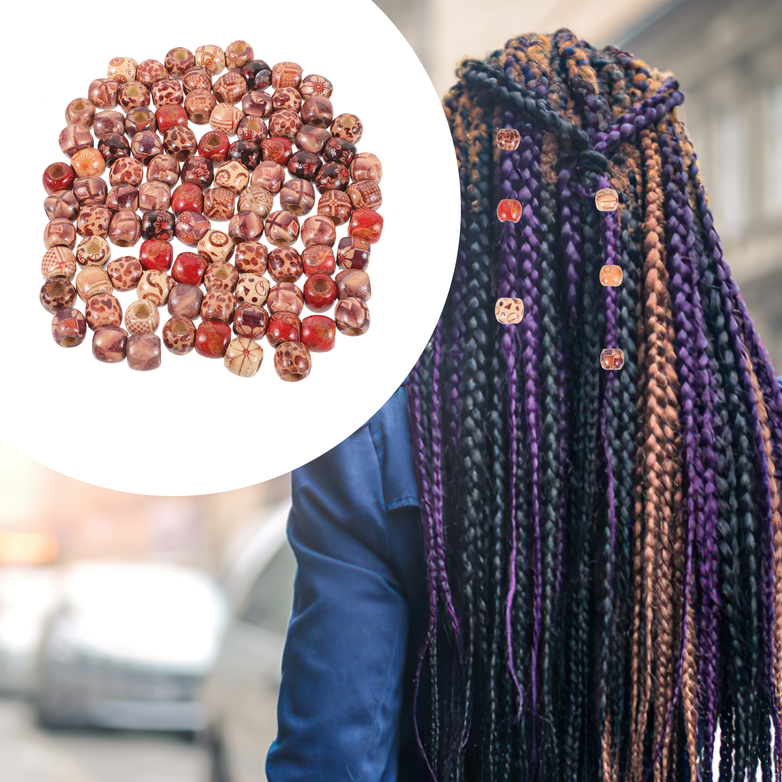 Hemoton 100pcs Hair Beads Wood Beads Hair Braids Dreadlock Accessories Hair  Jewelry for Braids
